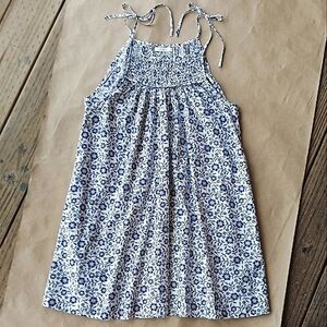 Doen Marjorie Tie Strap Dress Cream Blue Jessamine Calico size Small